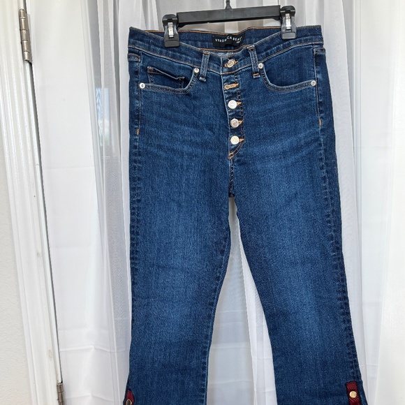 Veronica Beard Carolyn 10" Baby Boot Jeans Women's 30 Button Fly Snap Cropped - Picture 1 of 5